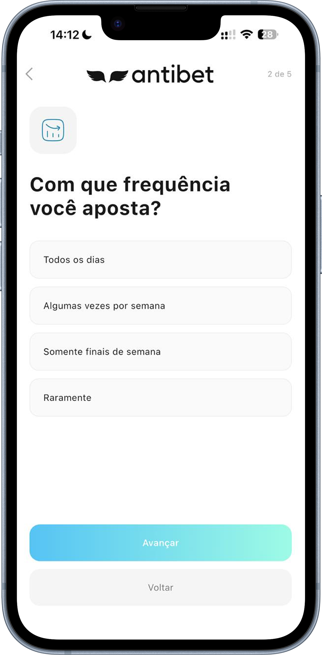 Início do diagnóstico: com que frequência você aposta?